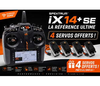 Radio iX14+ SE 20ch Spektrum DSMX 2.4Ghz + 4 servos A6030 offerts