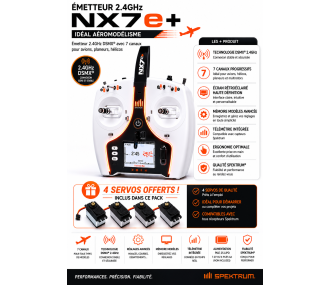 Radio NX7e+ 14 Spektrum DSMX 2,4GHz + 4 servos A6030 offerts