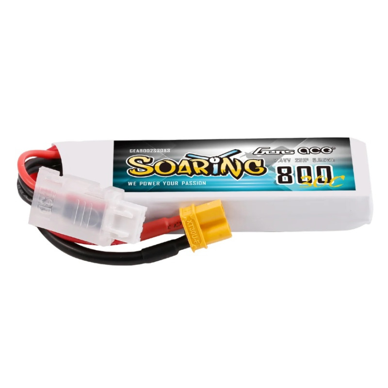 Batterie Gen ace Soaring lipo 2S 7.4V 800mAh 30C prise XT30