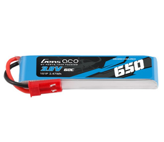 Batterie Gens Ace lipo 1S HV 3.8V 650mAh 60C prise jst