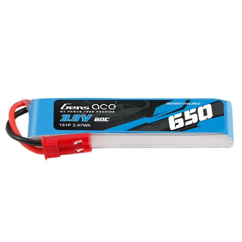 Batterie Gens Ace lipo 1S HV 3.8V 650mAh 60C prise jst