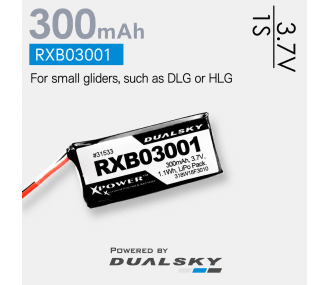 Lipo 1S 3.7V 300mAh 30C RX Dualsky Battery
