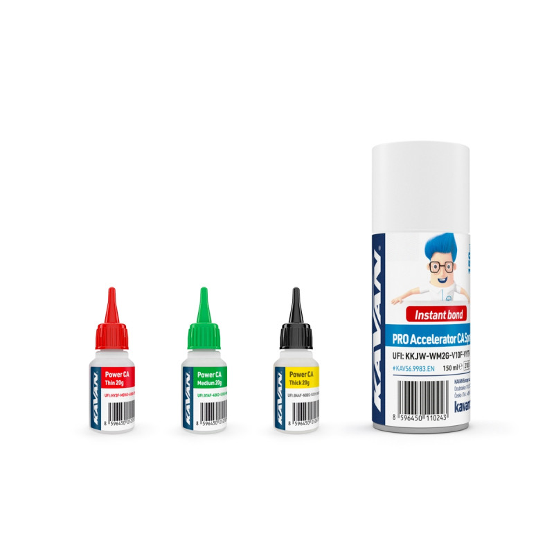 Lot accélérateur 150ml + 3x colles cyano KAVAN