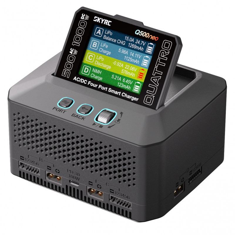 Q500neo Quattro AC/DC Smart Charger (AC max 500W -DC max 1000W total) SkyRC