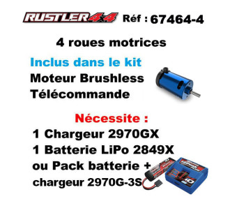 TRAXXAS RUSTLER 4X4 VX3 HD Vert