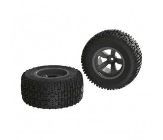 ARRMA AR550041 Dirtrunner ST Rear Tire Set Glued Black (