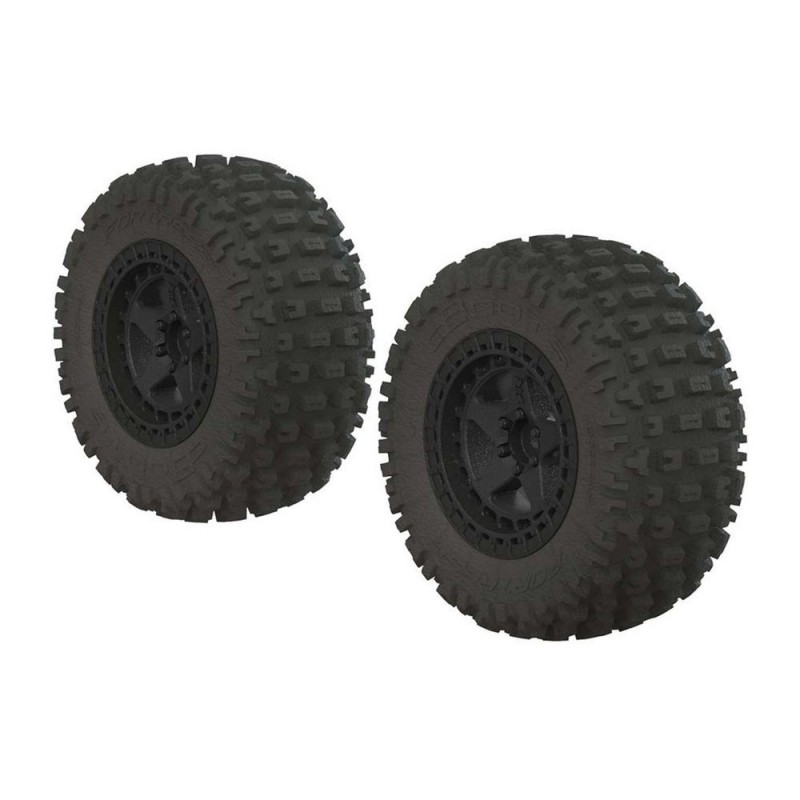 ARRMA AR550042 Fortress SC Tire Set Glued Black (2)