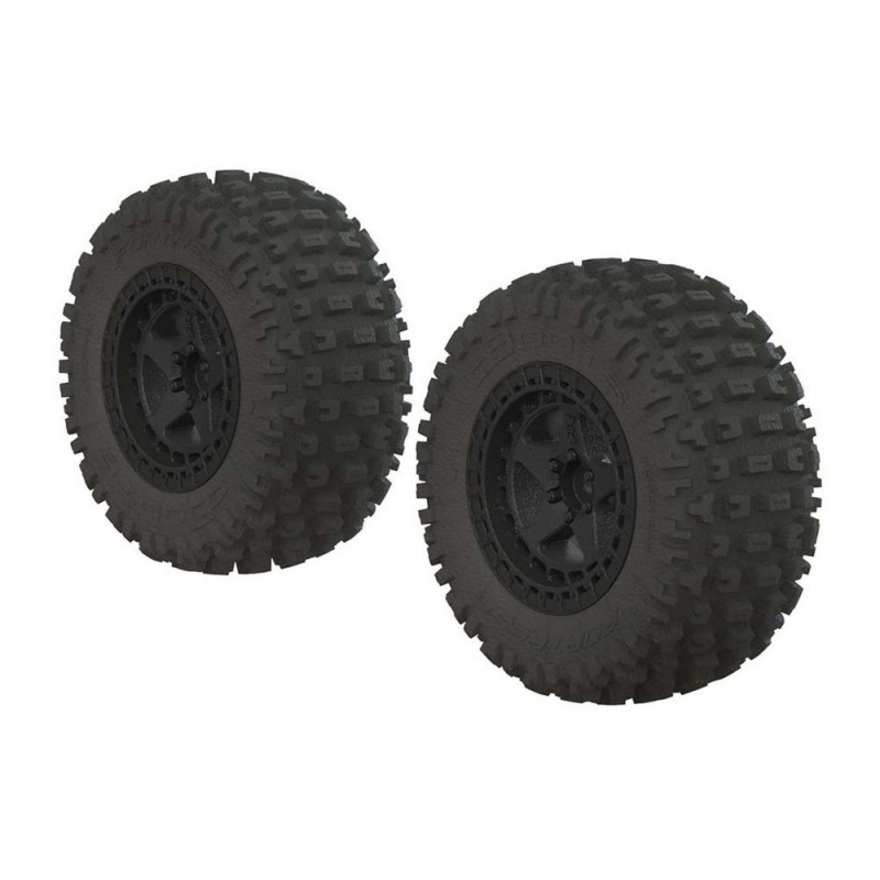 ARRMA AR550042 Juego de Neumáticos Fortress SC Pegados Negro (2)