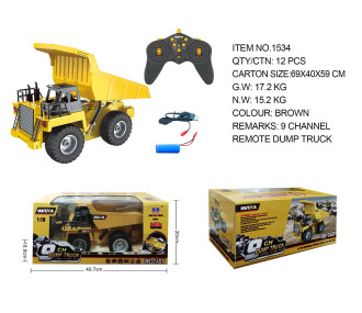 Huina - Camion benne RC 1534 avec parties métalliques 6 voies 1/18 (CH1534) 