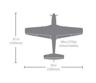 Avion E-FLITE P-51D MUSTANG BIG BEAUTIFUL DOLL (env.1.5m) BNF (EFL-3359)