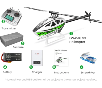 FLY WING - FW450L V3 helicoptère H1 - Vert RTF