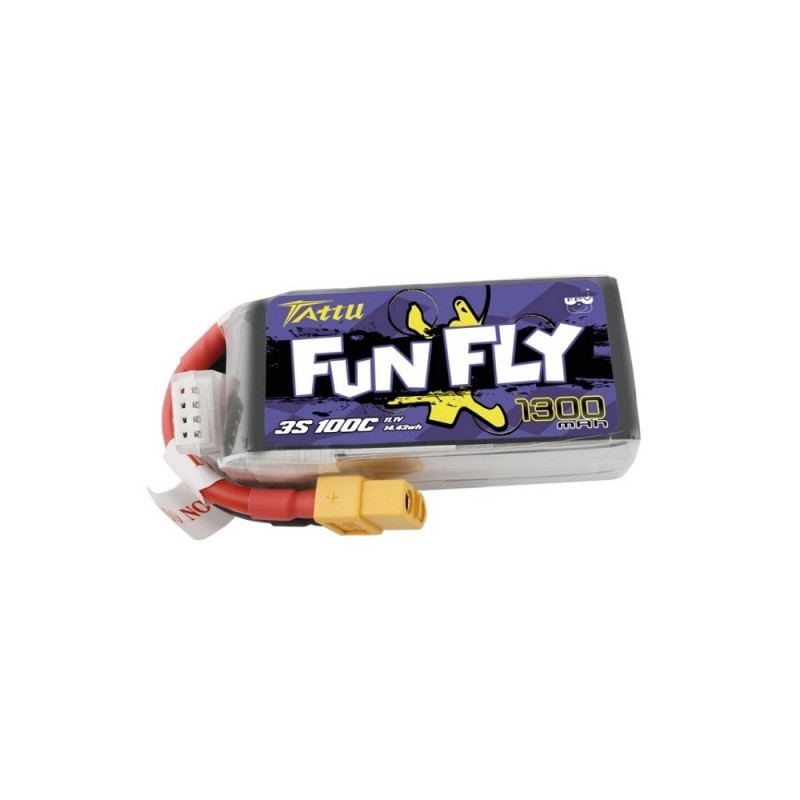 Batterie Tattu lipo Funfly Series 3S 11.1V 1300mAh 100C prise xt60