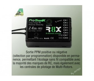 R8X - Receptor A2Pro FHSS de 8 canales (con PPM)