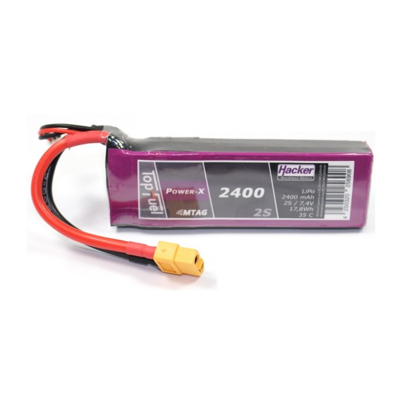 Batería Lipo Hacker TopFuel Power-X MTAG 2S 7.4V 2400mAh 35C Socket XT60