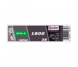 Hacker TopFuel Eco-X MTAG 3S 11.1V 1800mAh 25C Lipo Batería XT60 Socket