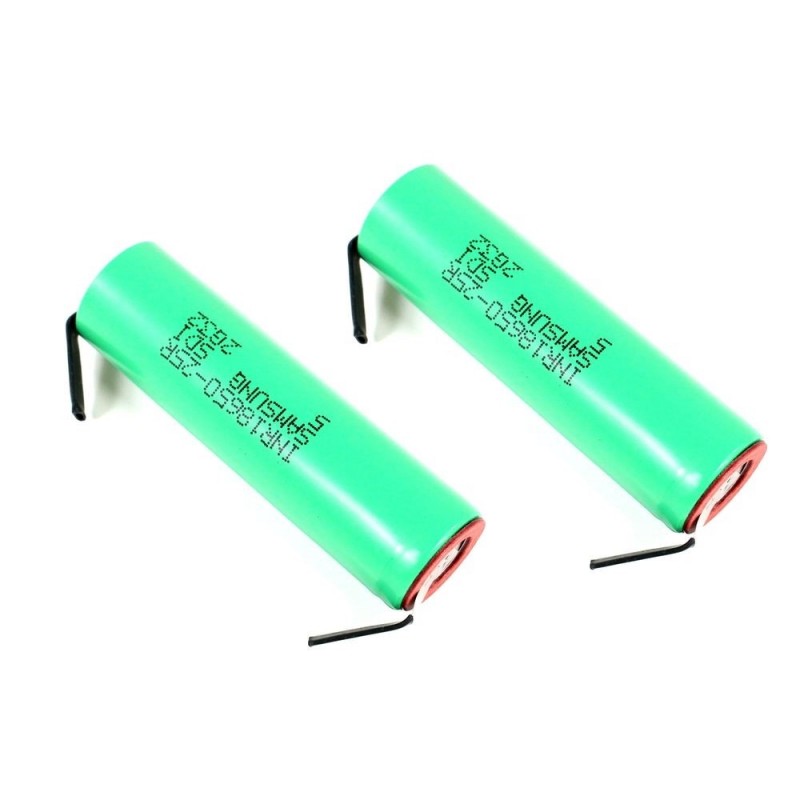 Batteries (2 pcs) LiIon 1S 2500mAh 20A SAMSUNG (18650 format) - with tabs