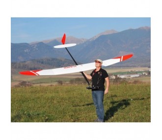 Hawk 3.6 GF (Giant Flap) red and white glider F5J VR Model