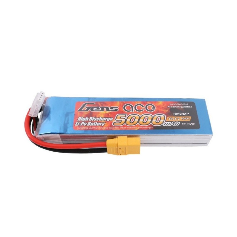 Batteria Gens ace lipo 3S 11.1V 5000mAh 45C Presa XT90