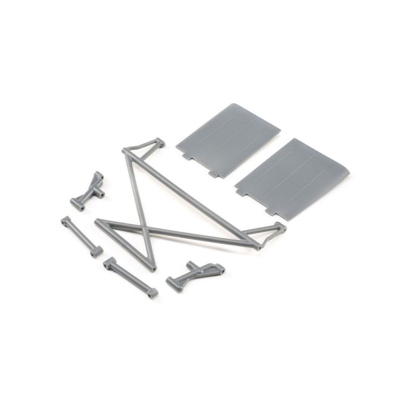 LOSI - Rear Tower Support,X-Bar,Mud Guards,Gray: Rock Rey
