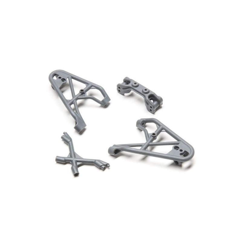 LOSI - Fr Shk Tower/Brace & Camber Link Mnt,Gris:Rock Rey