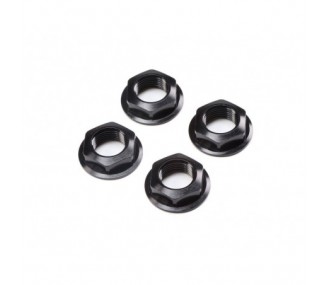 LOSI - 17mm Flanged Wheel Nut, Black (4): Super Rock Rey