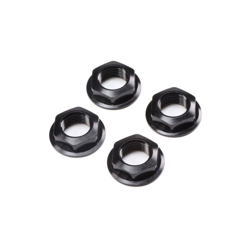 LOSI - 17mm Flanged Wheel Nut, Black (4): Super Rock Rey