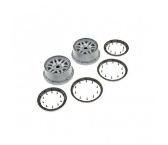 LOSI - Wheel & Beadlock Set, Grey (2): 5ive-T 2.0
