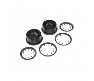 LOSI - Wheel & Beadlock Set, Schwarz (2): 5ive-T 2.0