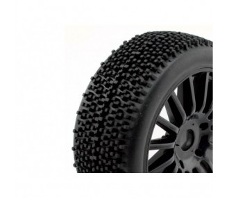 TT 1/8 ROCKET-Reifen, geklebt auf schwarzen Felgen mit Stollen (pro Paar)
