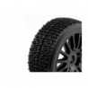 TT 1/8 ROCKET tires glued on black rims (the pair)
