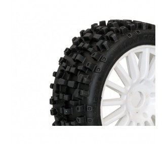 Neumáticos TT 1/8 MAXI CROSS montados en ruedas blancas (par)