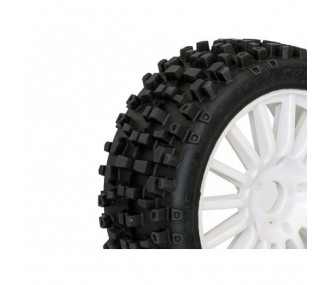 TT 1/8 MAXI CROSS tires glued on white rims (pair)