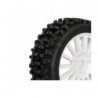 TT 1/8 MAXI CROSS tires glued on white rims (pair)