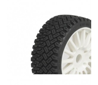 TT 1/8 RALLY CROSS tires glued on white rims (the pair)