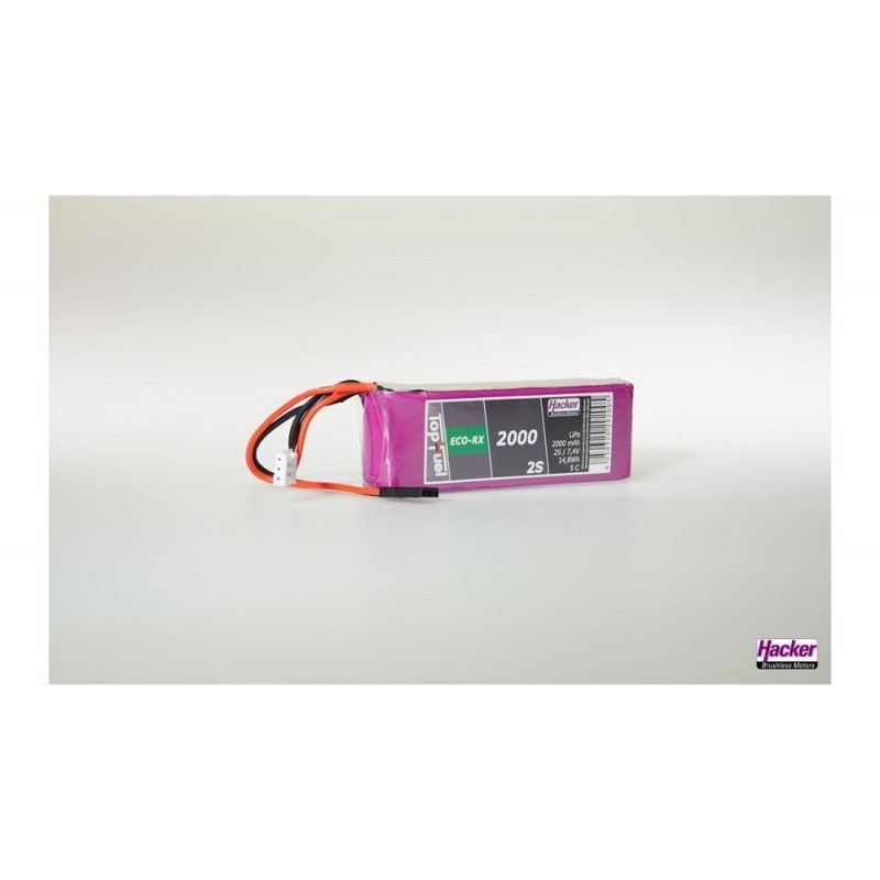 Batterie Lipo 2S 7.4V 2000mAh Straight TopFuel ECO RX Hacker