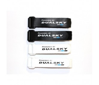 Klettbänder (2x schwarz 2x weiß) mit Dualsky-Schlaufe, 380mm