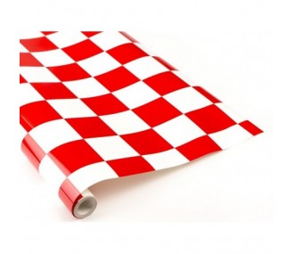 Rotolo da 2 m di tessuto a scacchi bianchi e rossi (larghezza 64 cm)