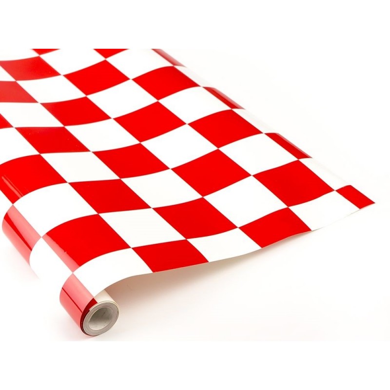 2m roll of white and red checkerboard fabric (width 64cm)