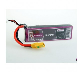 Batterie Lipo Hacker TopFuel Power-X MTAG 2S 7.4V 5000mAh 35C Prise XT90S