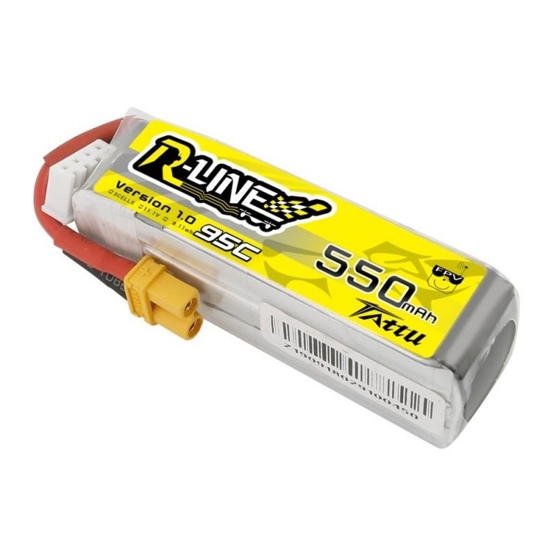 Batterie Tattu lipo R-line 3S 11.1V 550mAh 95C prise xt30