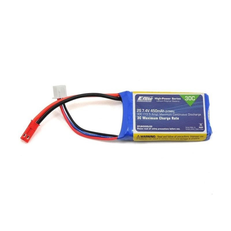 Batería E-flite lipo 2S 7,4V 450mAh 30C toma JST