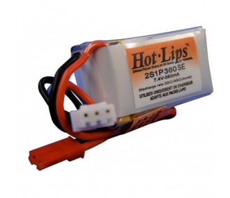 HOT LIPS lipo 2S 7,4V 360mAh batería JST-BEC plug