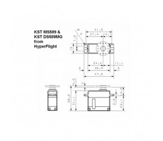 Mini-Servo KST MS589 HV 15mm (38g, 9.2kg.cm, 0.08s/60°)