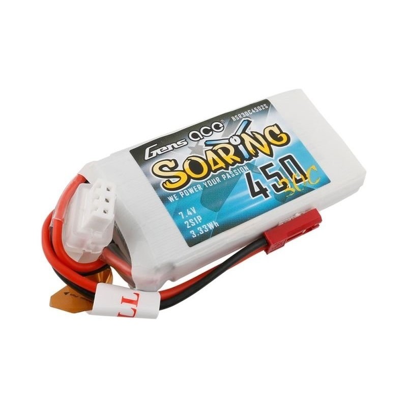 Akku Gen ace Soaring lipo 2S 7.4V 450mAh 30C Steckdose JST