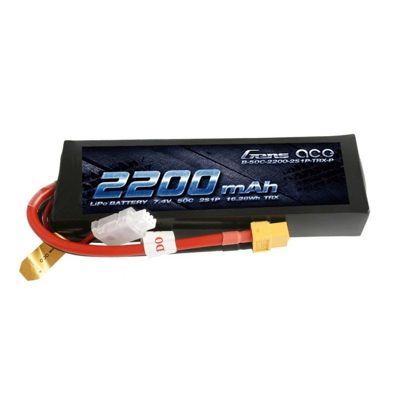 Batteria Gens Ace, presa Lipo 2S 7.4V 2200mAh 50C XT60