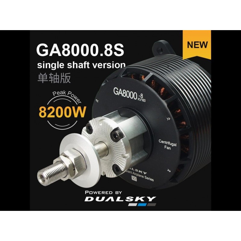 Dualsky GA8000.8S Single Shaft 80-120CC motor (1140g, 160kv, 8200W)