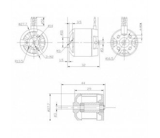 Bürstenloser Motor DM2215 (51g, 3100kv, 200W) Pro-Tronik