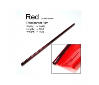 Rotolo da 2 m di tessuto trasparente rosso (larghezza 64 cm)