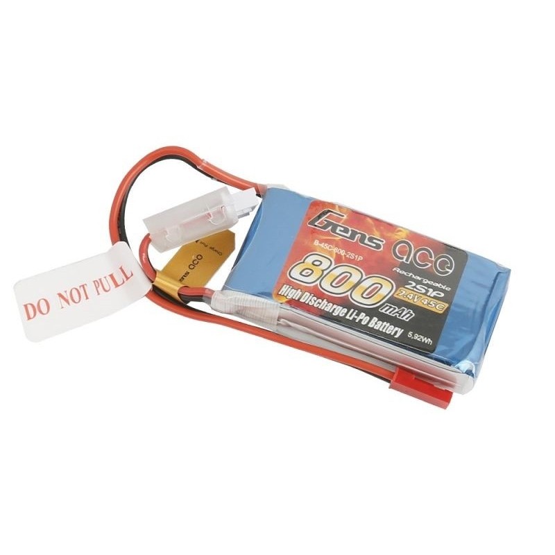 Gen ace lipo 2S 7.4V 800mAh 45C batteria jst-bec plug