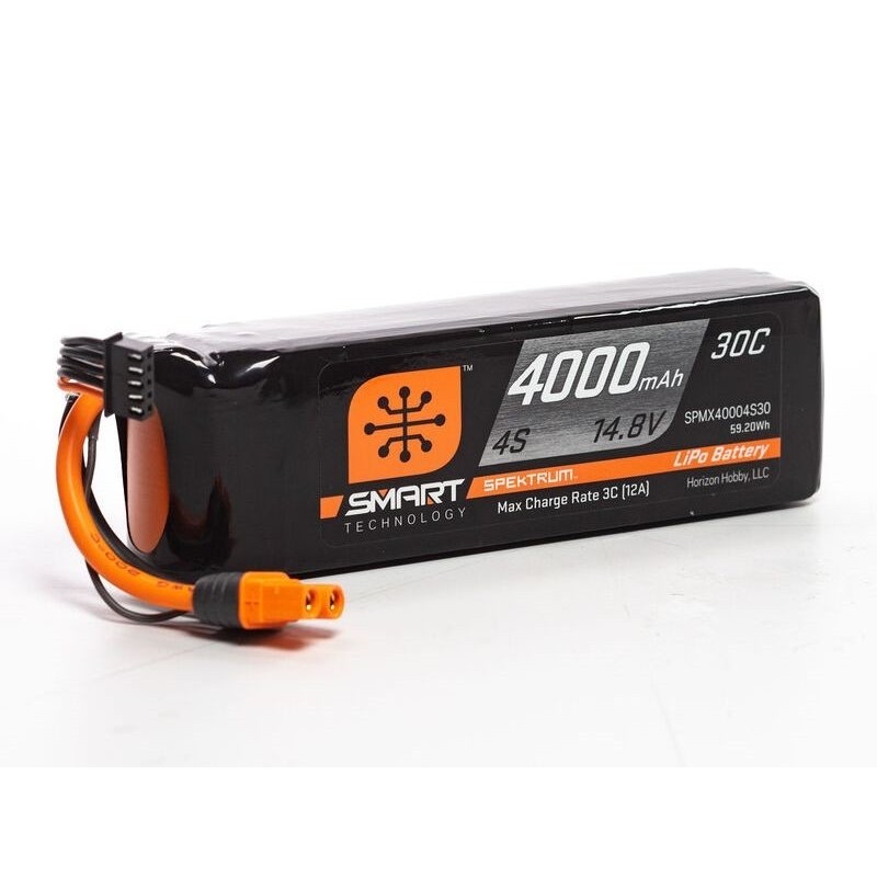 Smart Lipo 4S 14.8V 4000mAh 30C IC3 Spektrum battery